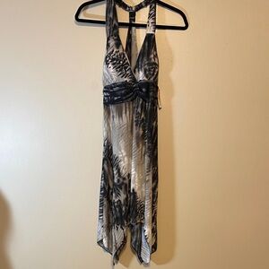 Chic Asymmetrical Black and White Dress